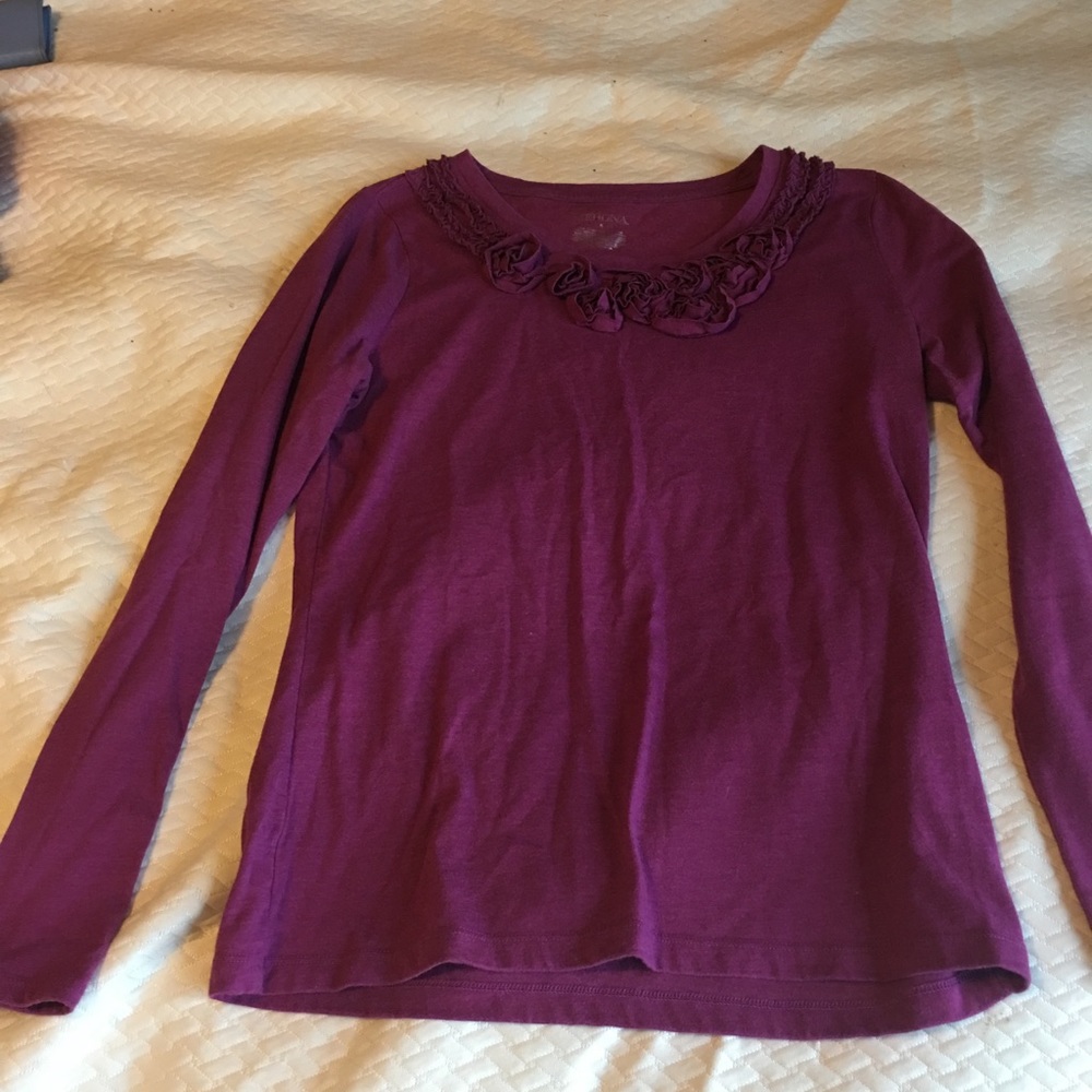 3/$10 Merona Floral Detail Purple Long Sleeve